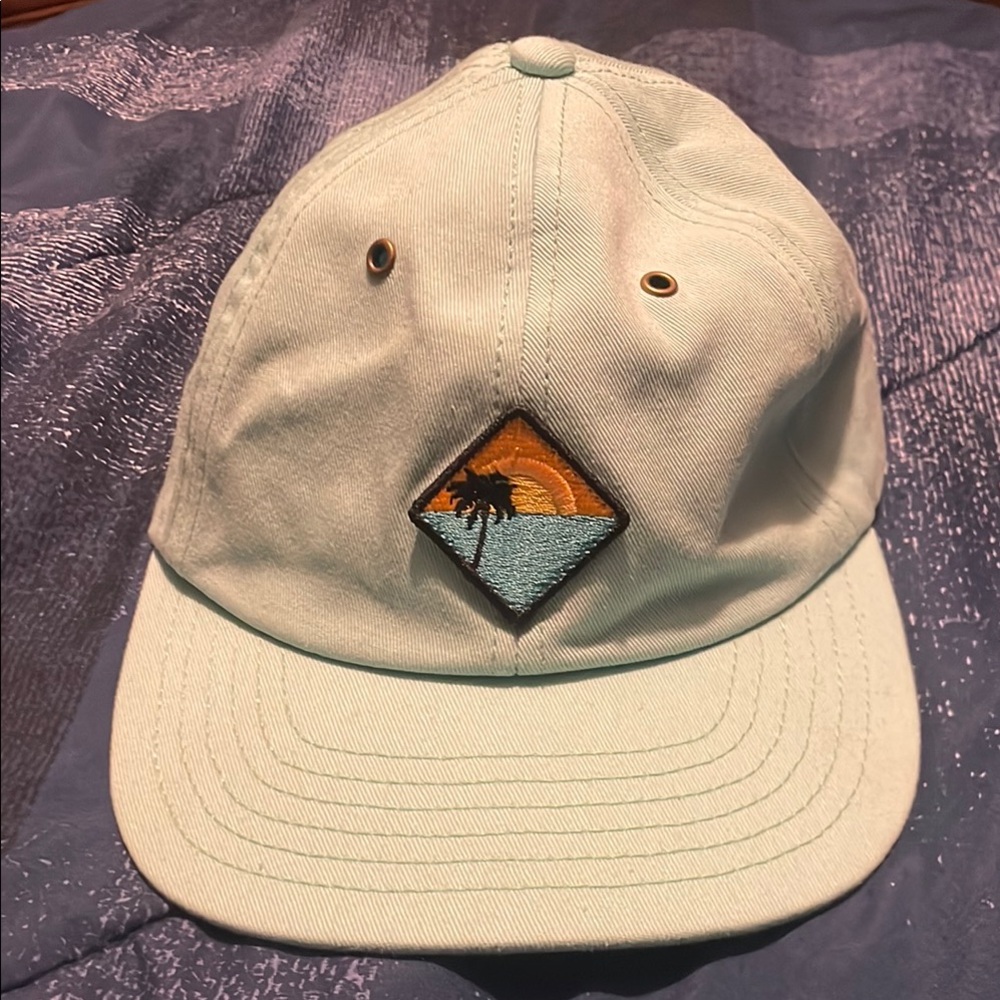 Teal Cap with Sunset Palm Patch